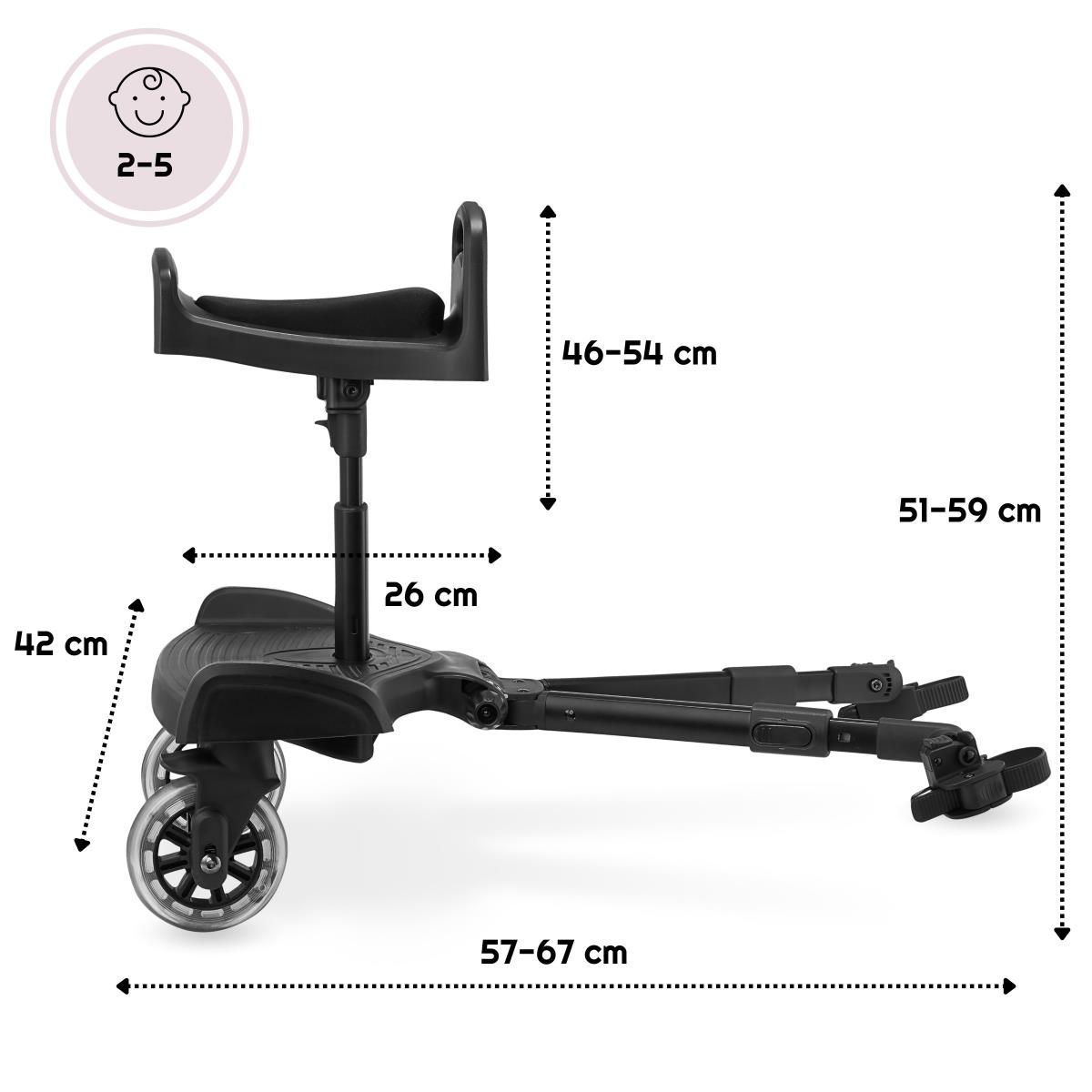 Babakocsi hosszabbító állítható üléssel és univerzális rögzítési rendszerrel - Moby-System BUGGY2GO