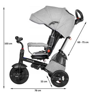 Tricikli Tobi Velar + esővédő fólia - szürke