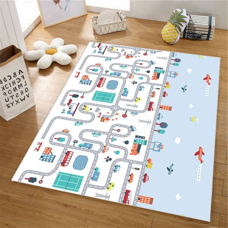 Kétoldalas habszőnyeg XXL - tekercs 2 CM (utak és erdő macival)