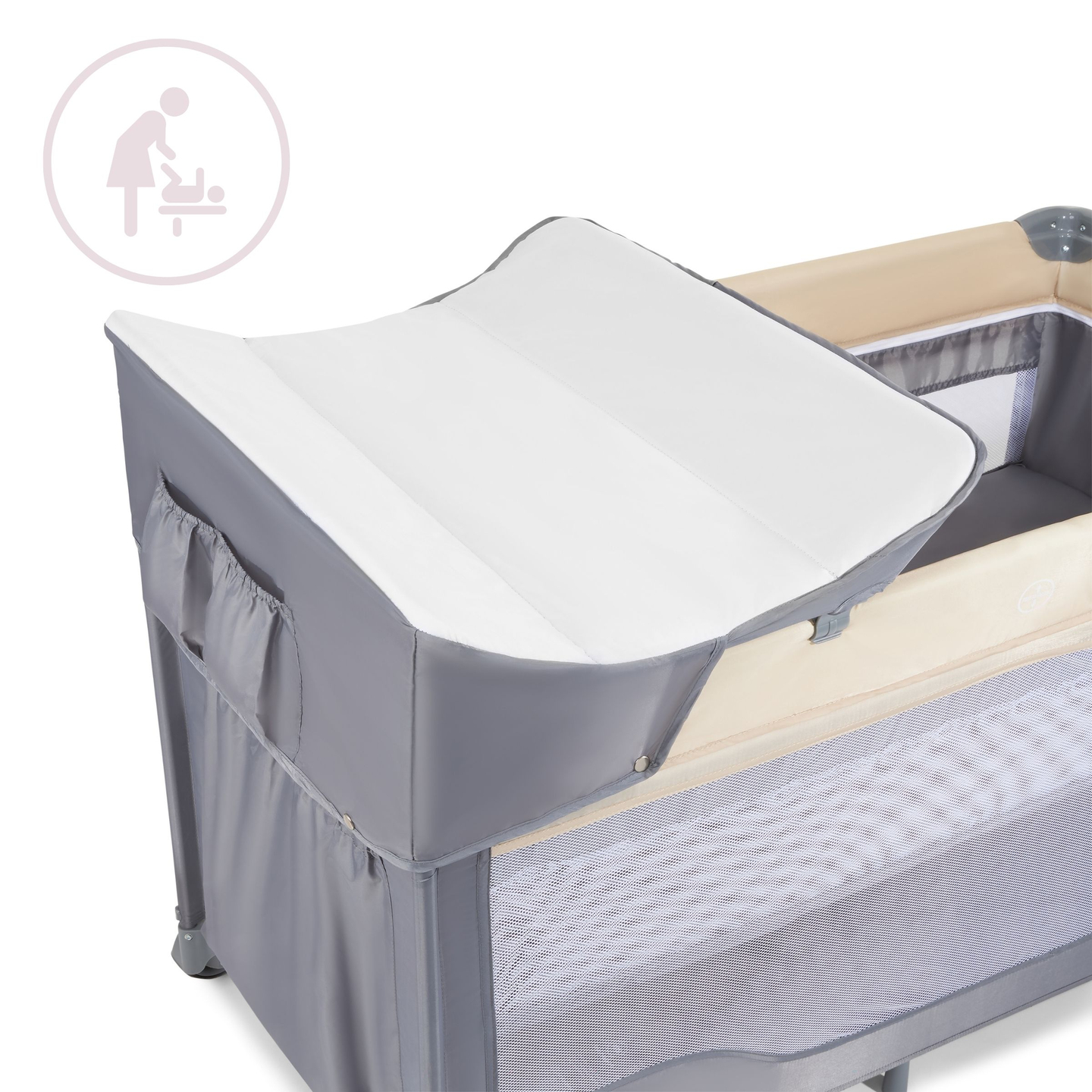 Utazóágy 0 - 36 m pelenkázóasztallal + Moby-System HUXLEY járóka