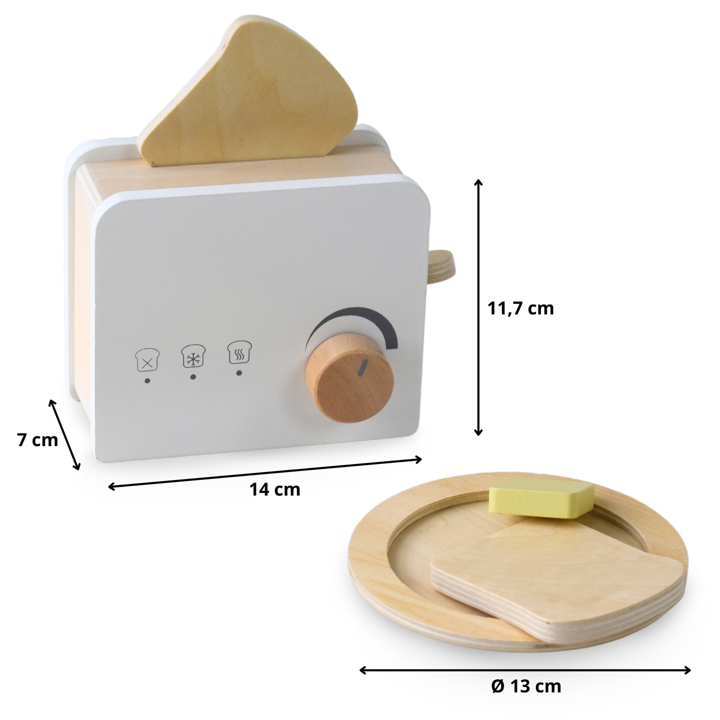 Fából készült kenyérpirító tartozékokkal