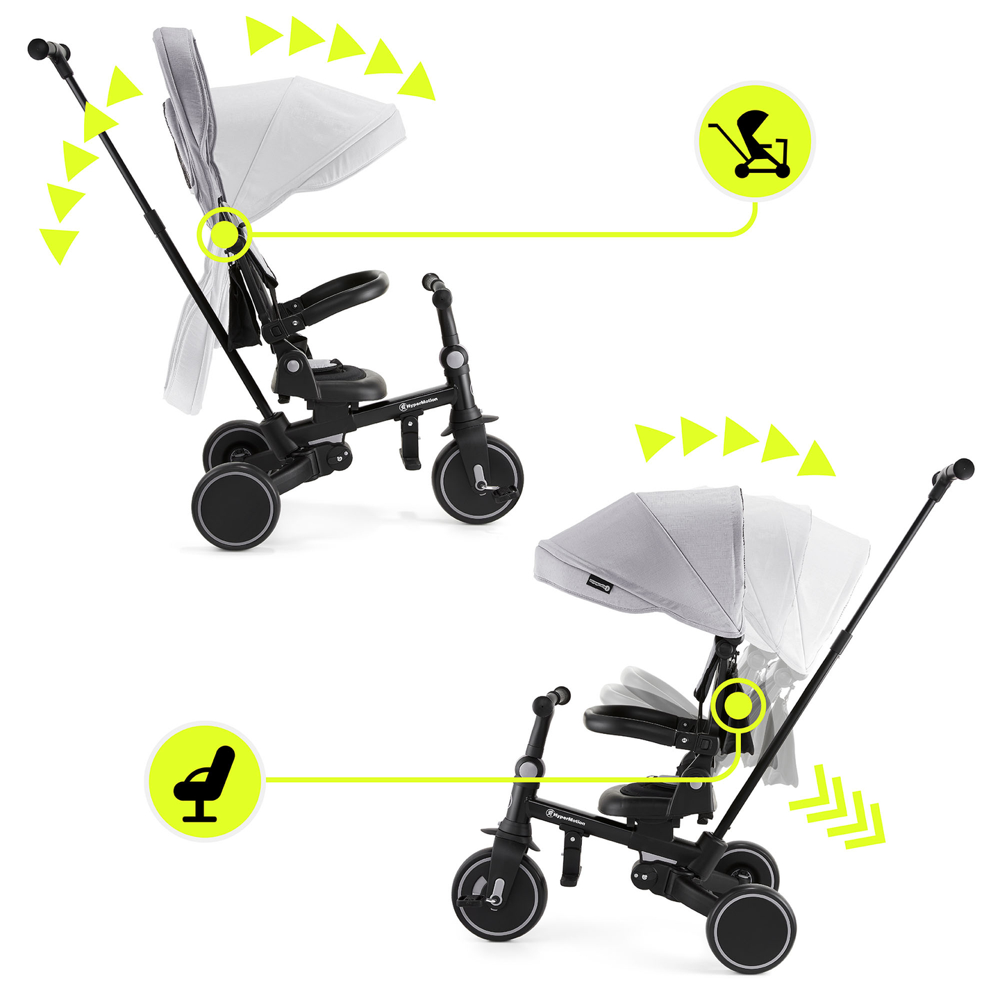 8in1 multifunkciós tricikli TOBI FOREST - szürke