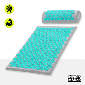 Akupresszúrás szőnyeg párnával és huzattal - 72 cm HyperMotion szürke-menta