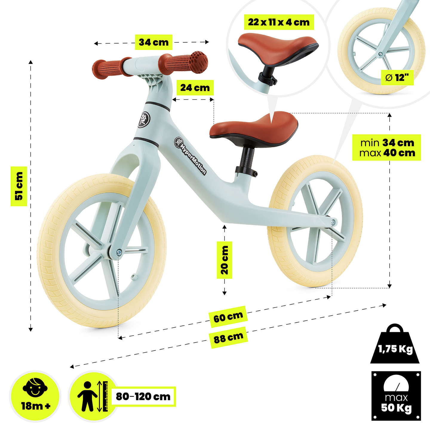 HyperMotion Marcelo gyermek terepkerékpár - menta