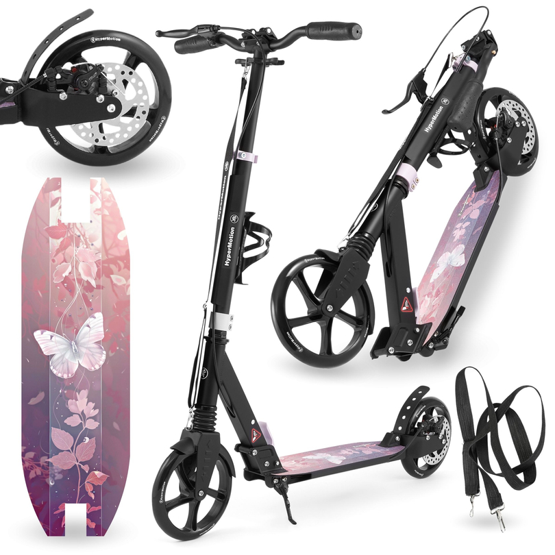 Kétkerekű roller fiatal felnőtteknek - lengéscsillapítóval - HyperMotion Skyline - rózsaszín, alumínium - 100kg