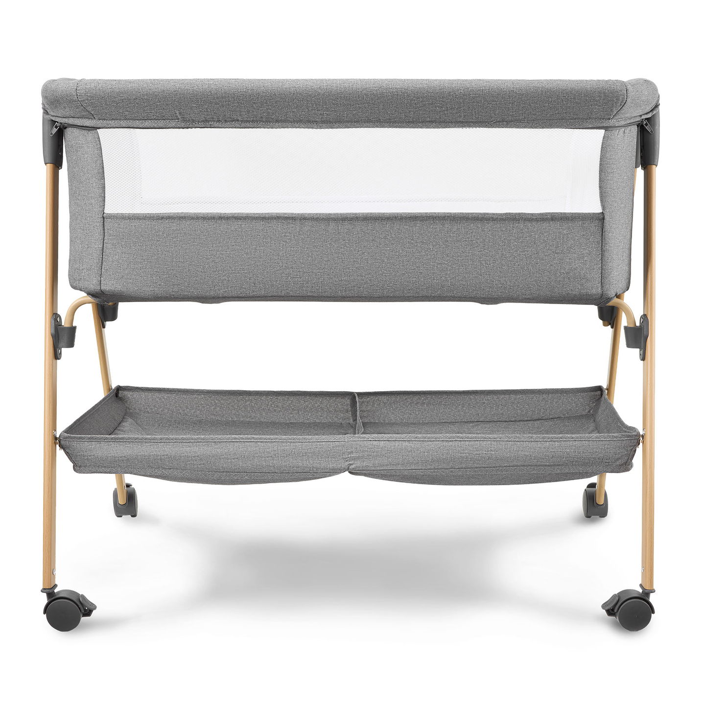 Babaágy, szabadon álló, utazóágy, bölcső matraccal - szürke