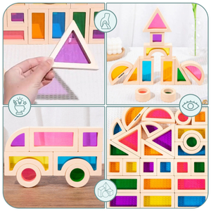 Szivárványos fadarabok - 25 elem