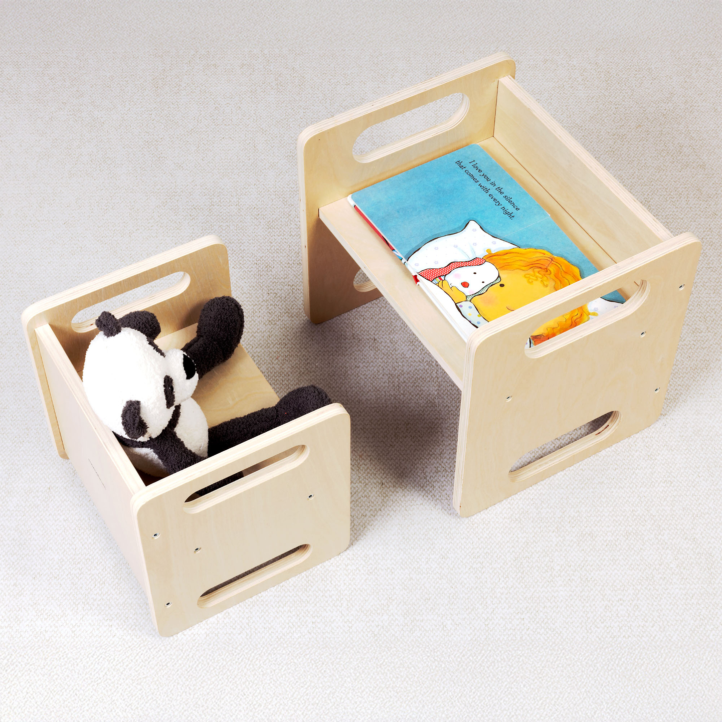 Fa asztal és szék ugródeszka funkcióval – multifunkcionális Montessori szett gyerekeknek