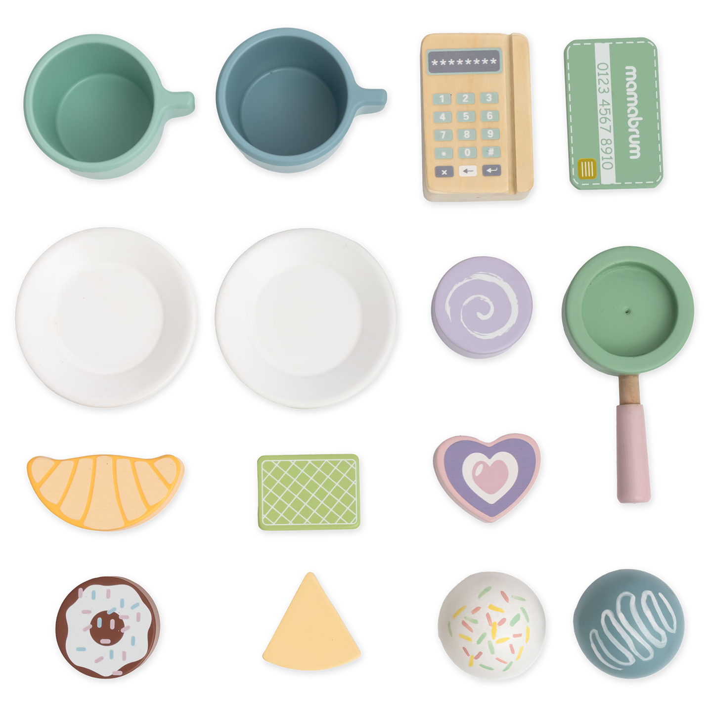 Nagyméretű, fából készült fagylaltozó mágneses táblával, kávéfőzővel, fagylalt- és desszertkészlettel - több mint 70 darab!