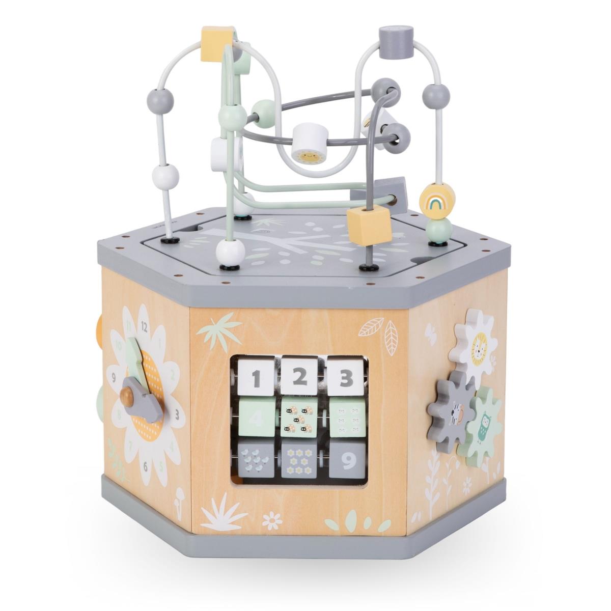 Fából készült interaktív oktatási kocka 7 az 1-ben - motorhurok