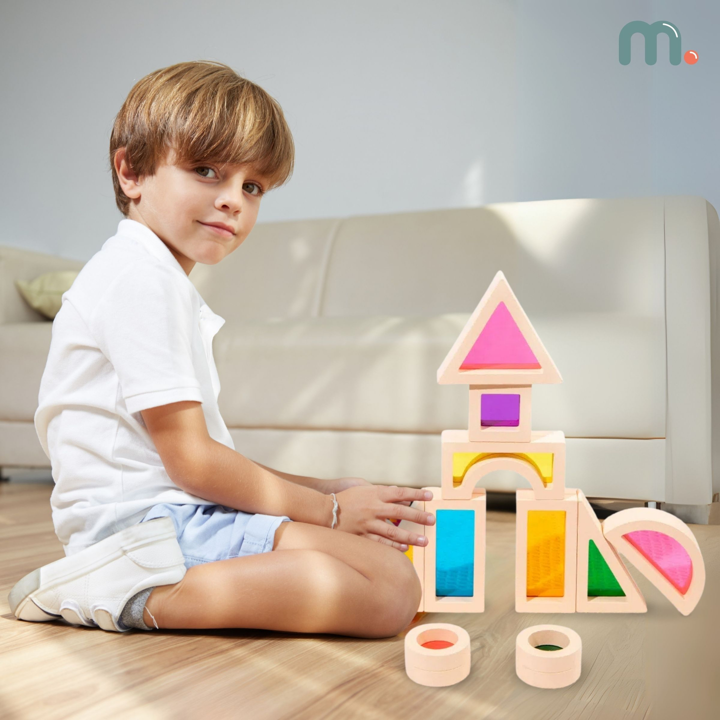 Szivárványos fadarabok - 25 elem