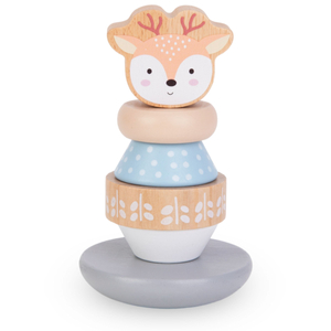 Fából készült játékkészlet - színes összefonódó, piramis Szarvas, szortírozó Pingvin