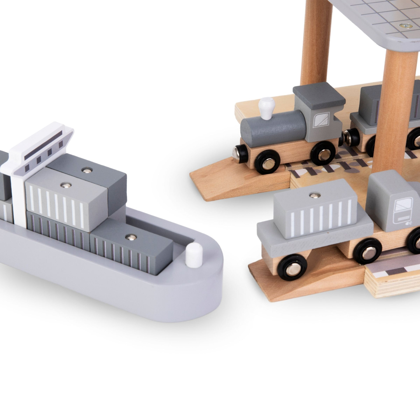 Mobil kikötői daru mágneses csörlővel és tartozékokkal - fából készült készlet