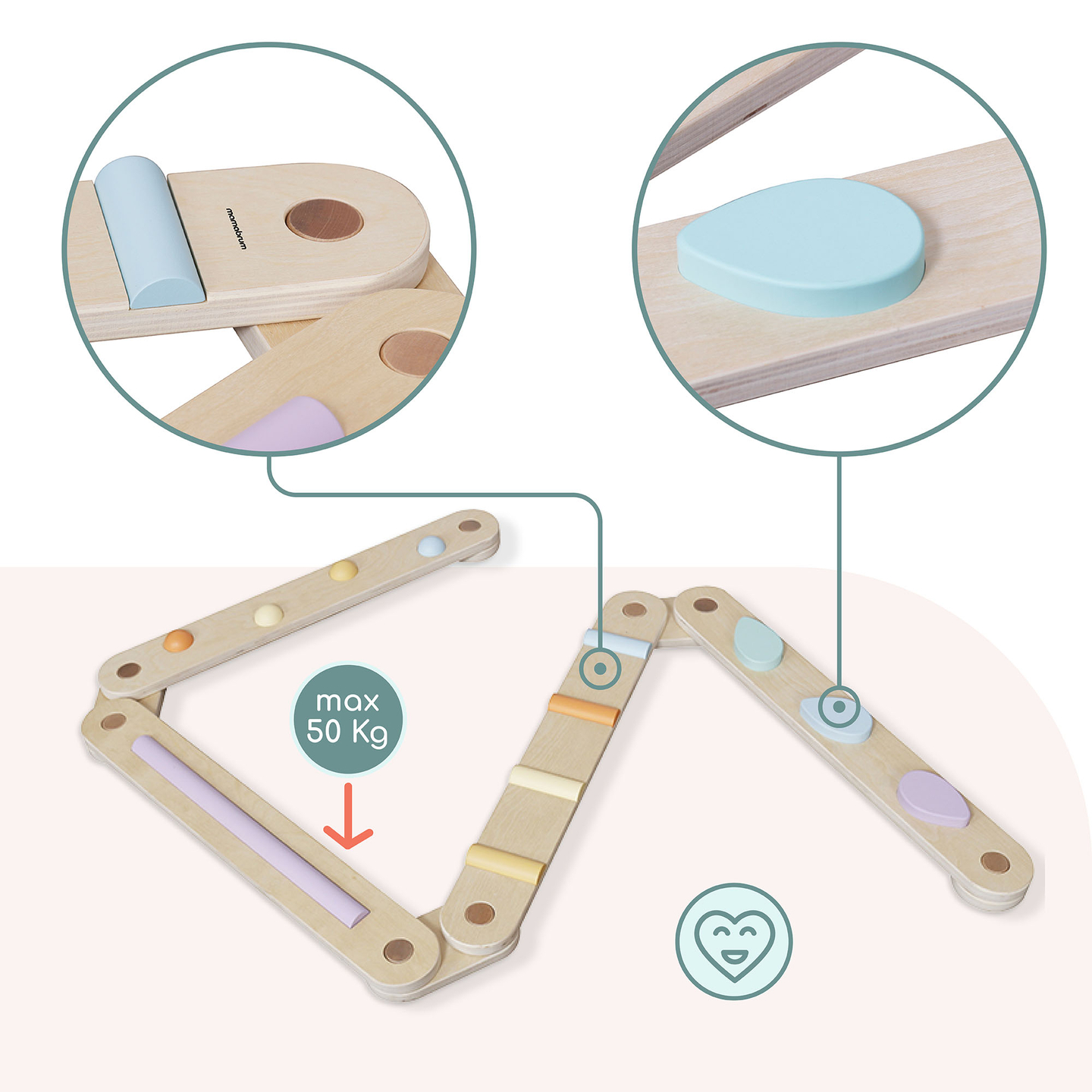 Nagy fából készült érzékszervi ösvény - egyensúlyi pálya - 9 elem