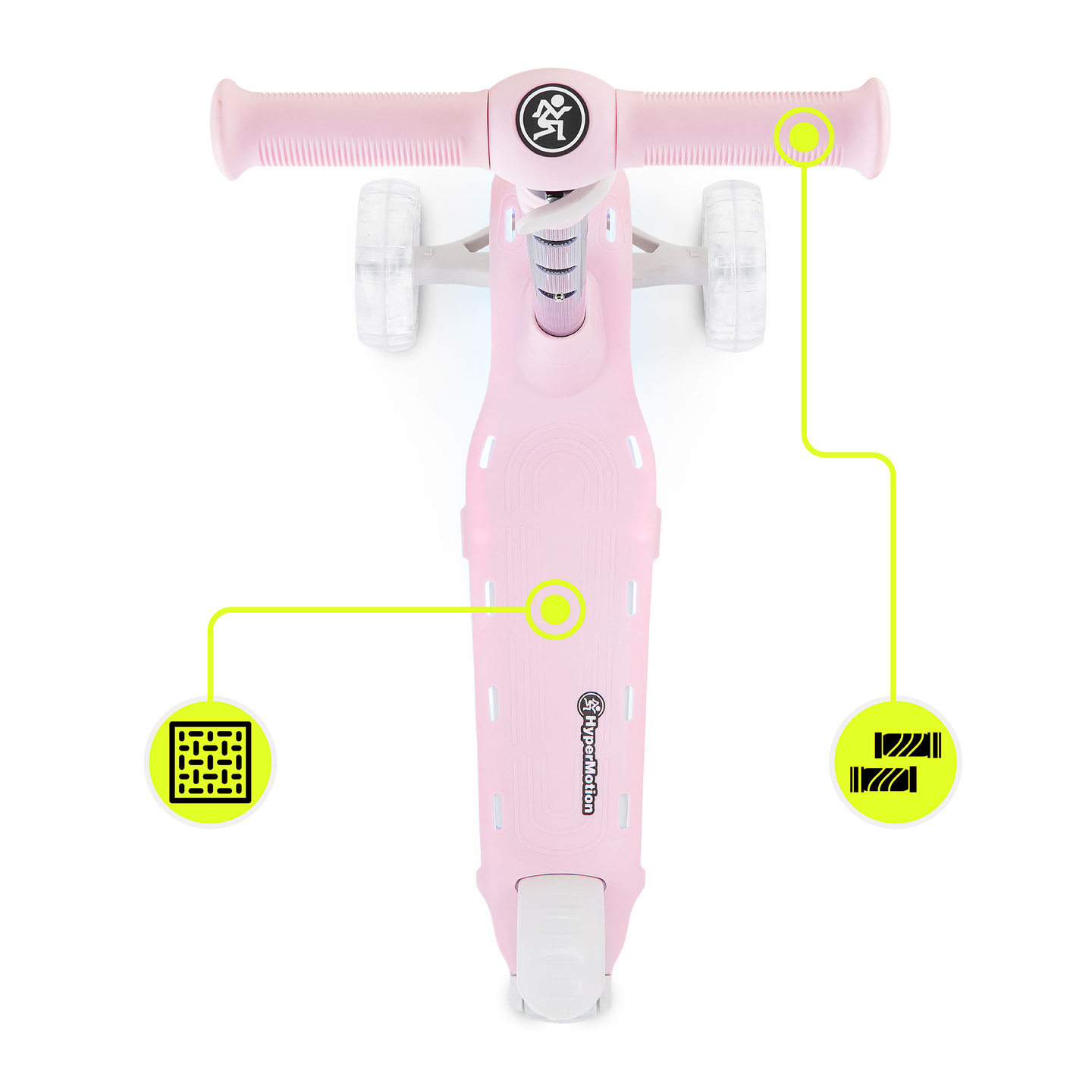 HyperMotion BECKY egyensúlyozó roller - RGB LED világítás, rózsaszín