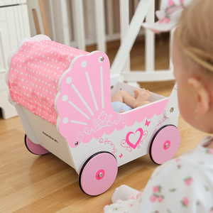 Fa játék babakocsi