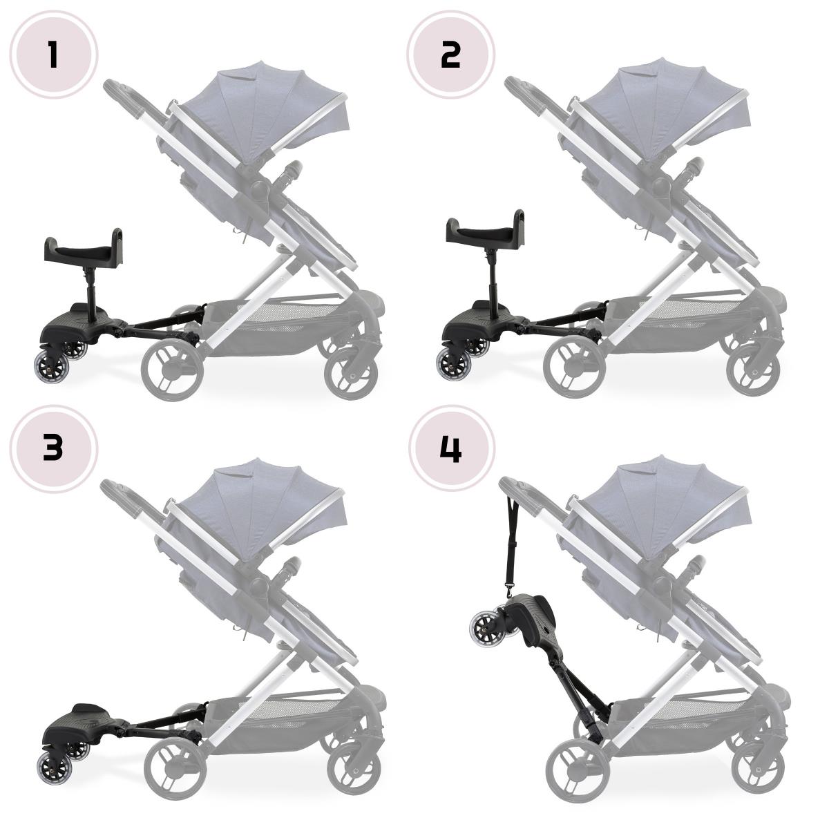 Babakocsi hosszabbító állítható üléssel és univerzális rögzítési rendszerrel - Moby-System BUGGY2GO