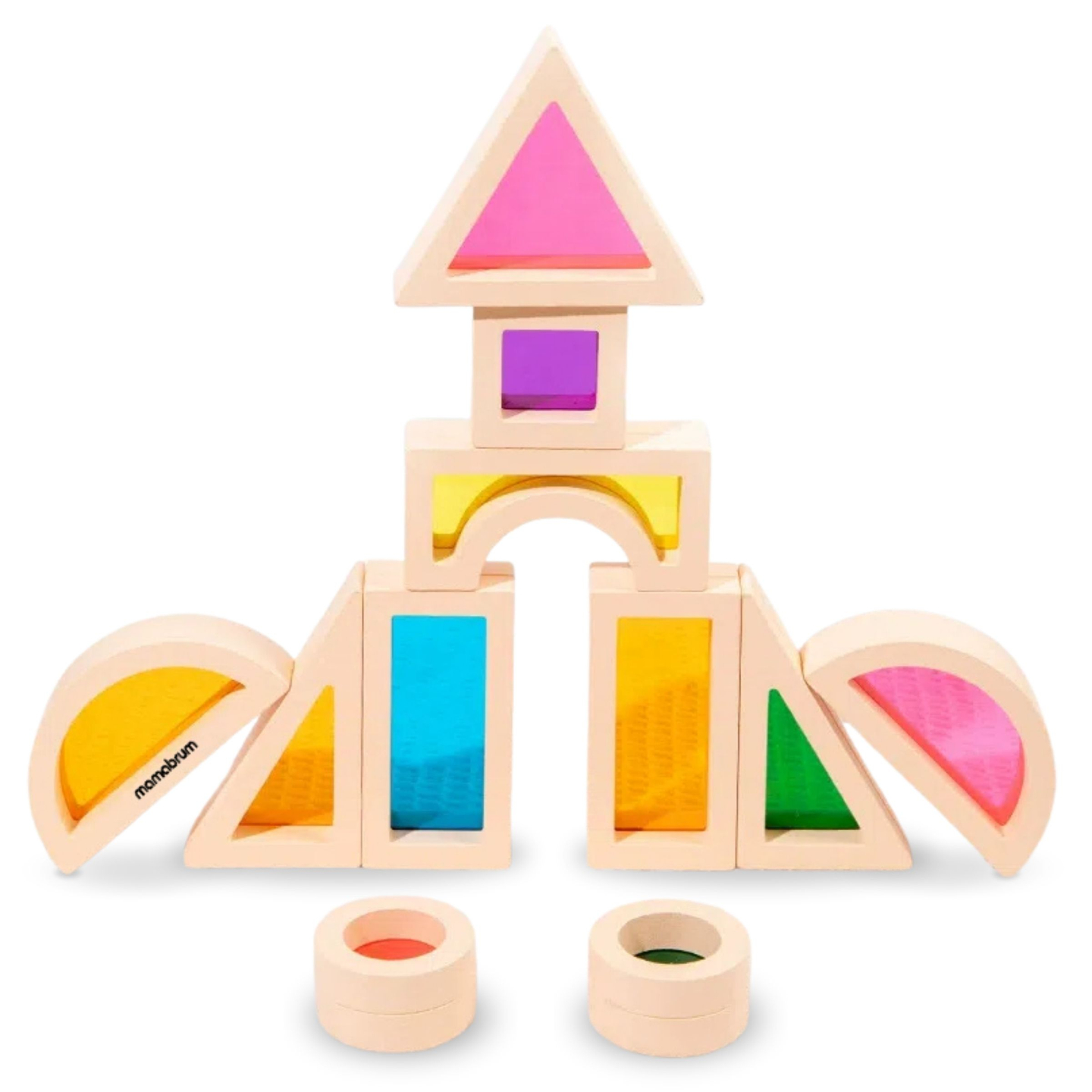 Szivárványos fadarabok - 25 elem
