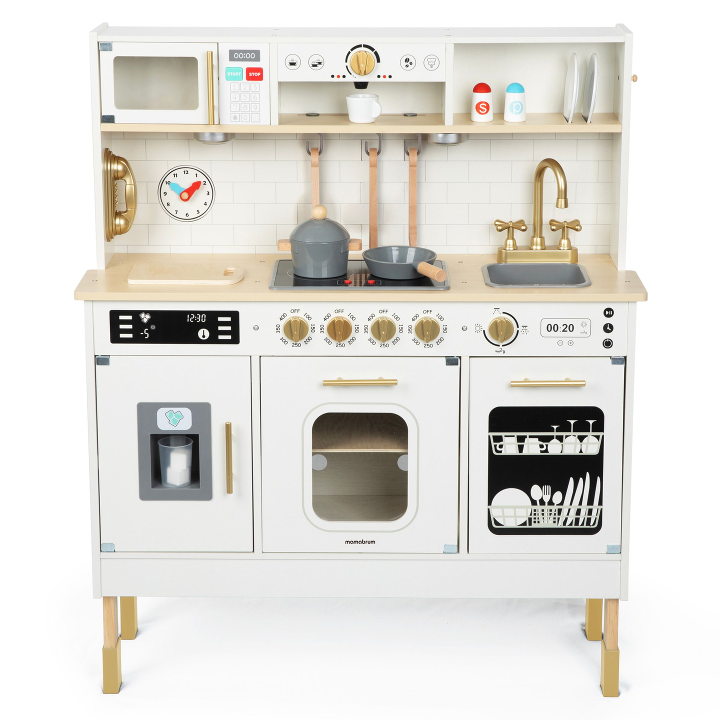 Interaktív XXL fa konyha kiegészítőkkel és LED világítással - kétszintes