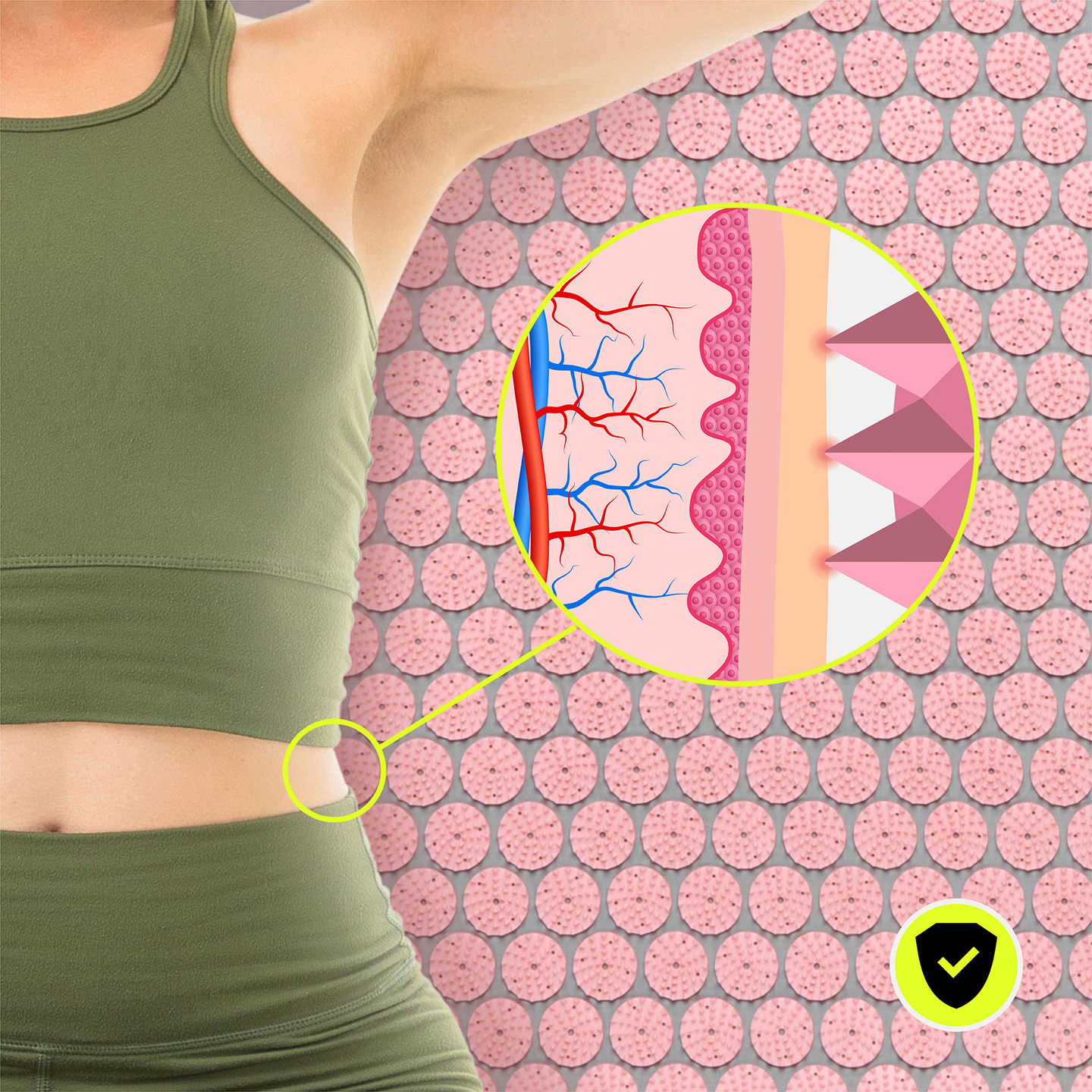 Nagy akupresszúrás szőnyeg párnával és huzattal - 130 cm HyperMotion szürke és rózsaszín