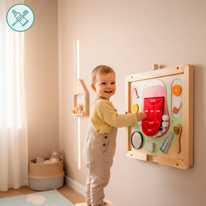 Montessori fa oktatótábla kis fogorvosnak - fogkefe, fogkrém, kivehető fogak, tükör, étel, ízek tanulása