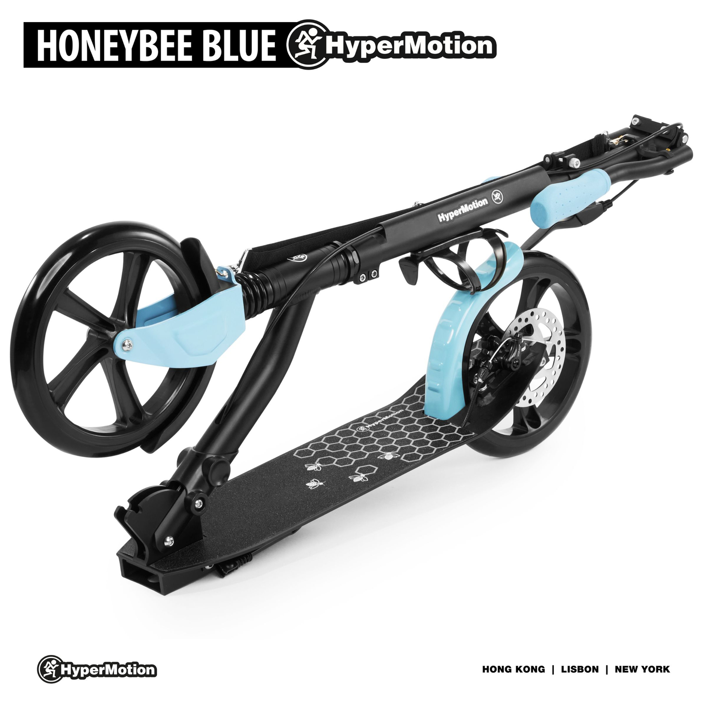 Kétkerekű városi robogó HONEYBEE Blue HyperMotion 100kg - teljes alumínium, nagy 250 mm-es kerekek