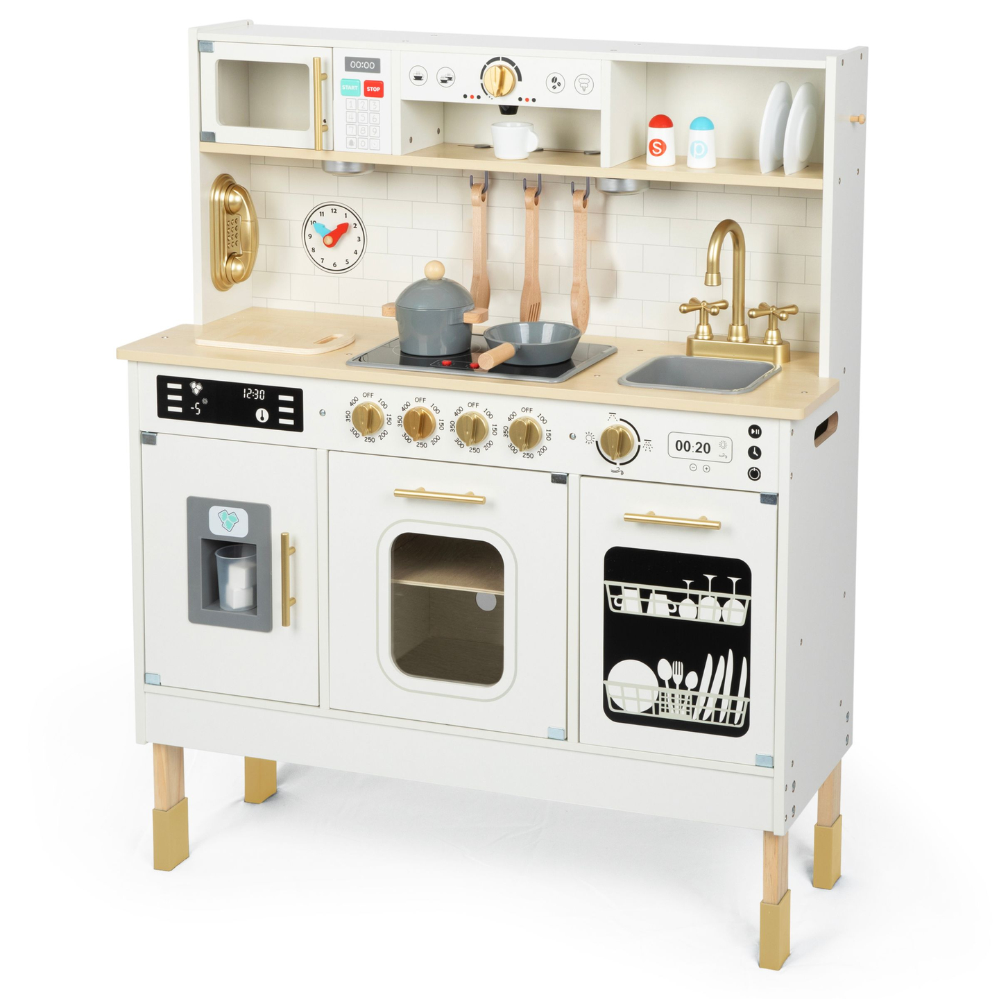 Interaktív XXL fa konyha kiegészítőkkel és LED világítással - kétszintes