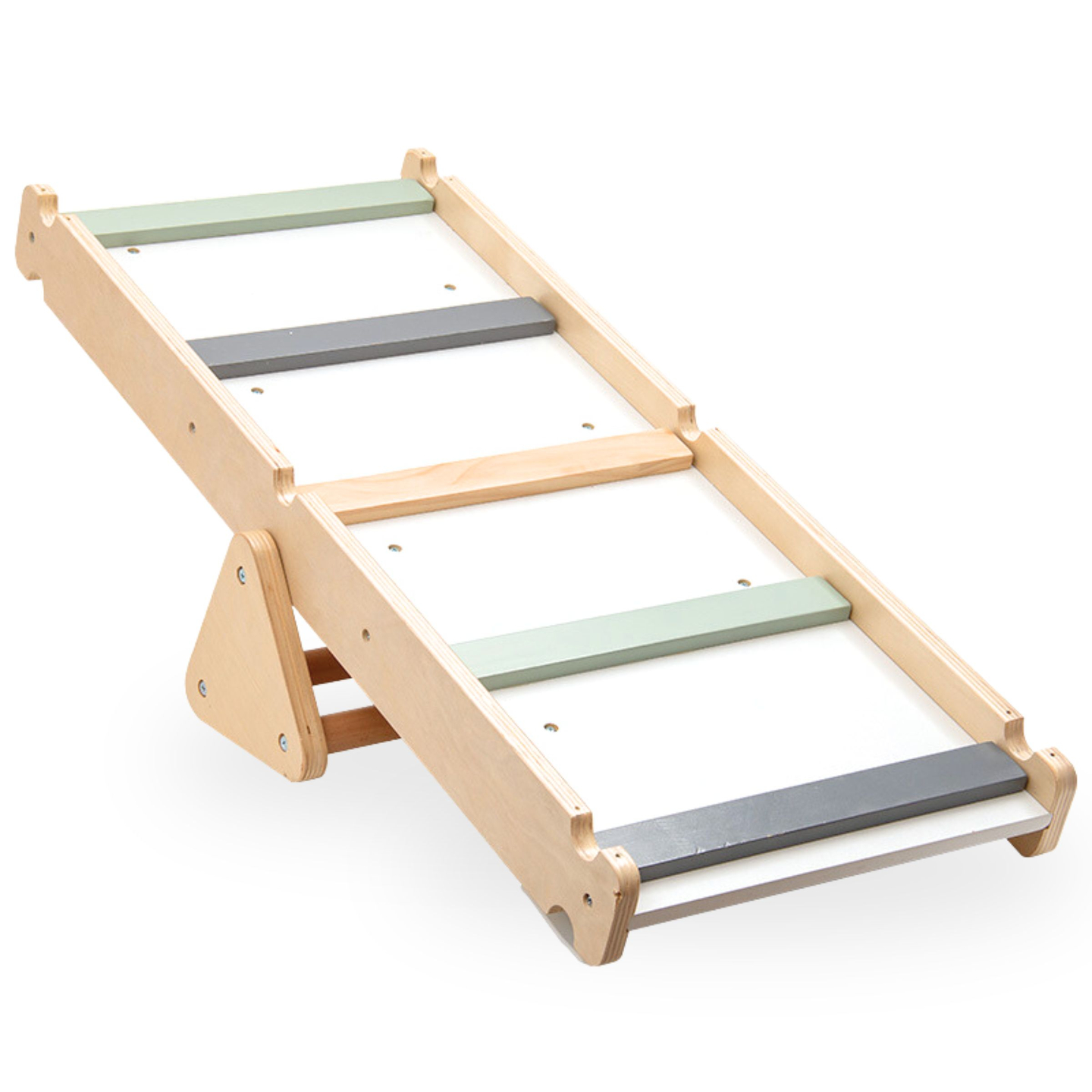 Fából készült, házi készítésű játszótér - létra + mászófal + egyensúlyozó gerenda - Pikler-háromszög