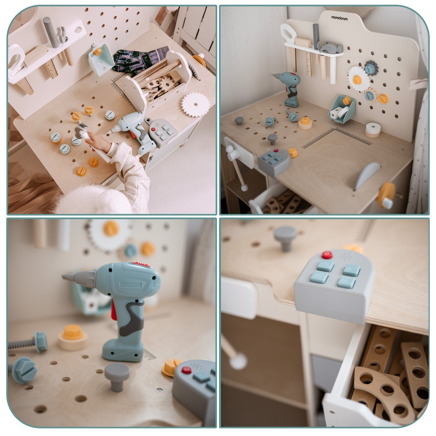 XXL nagy fa műhely szerszámokkal - barkácskészlet, 74 elemmel