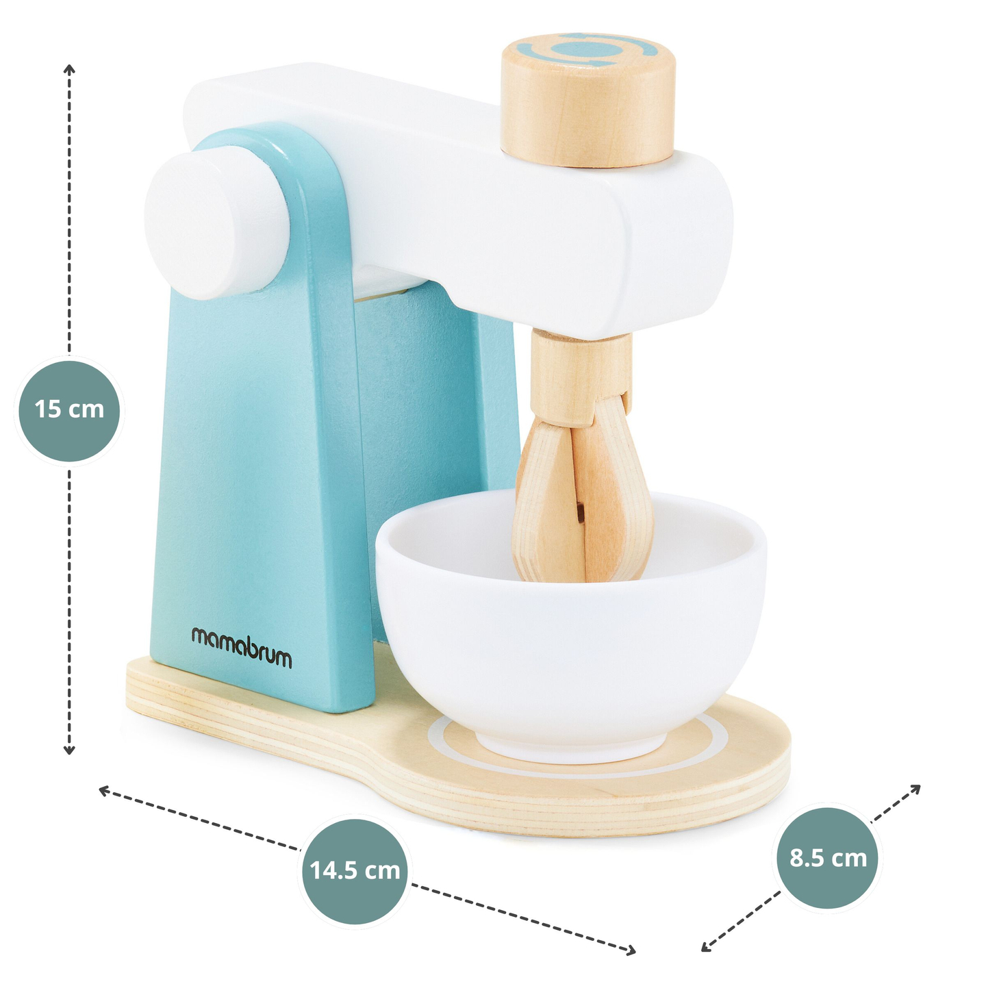 Fából készült keverőgép tartozékokkal