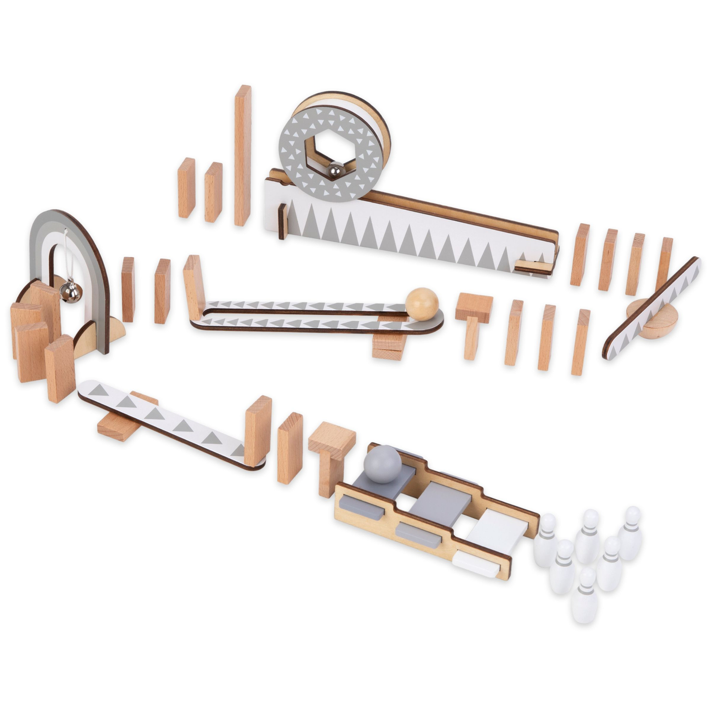 Fából készült dominó blokkok - akadálypálya - 48 elem