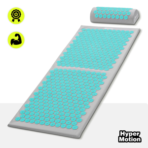 Nagy akupresszúrás szőnyeg párnával és huzattal - 130 cm HyperMotion szürke-menta