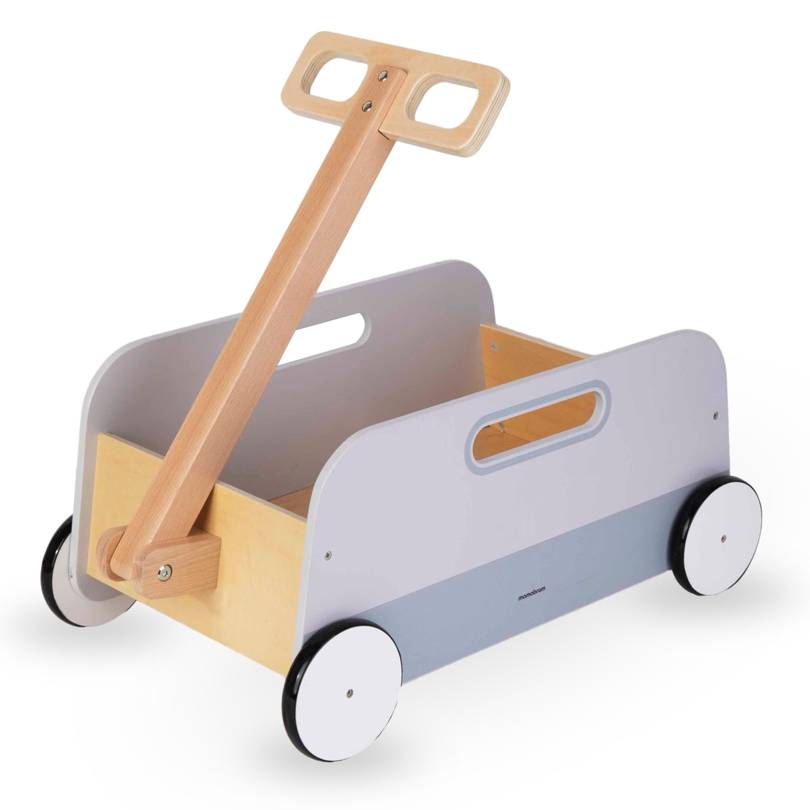 Fából készült játékkocsi - húzható utánfutó